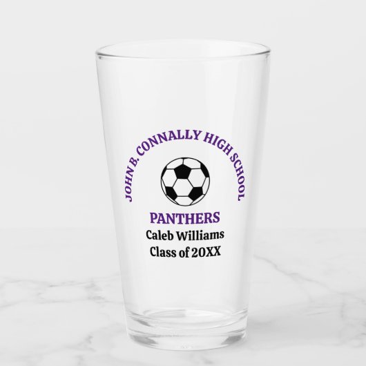 Purple High School Fußballmannschaft Personalisier Glas (Vorderseite)