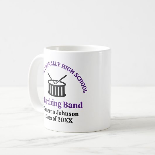 Purple High School Marching Band Customizable Kaffeetasse (Vorderseite Links)