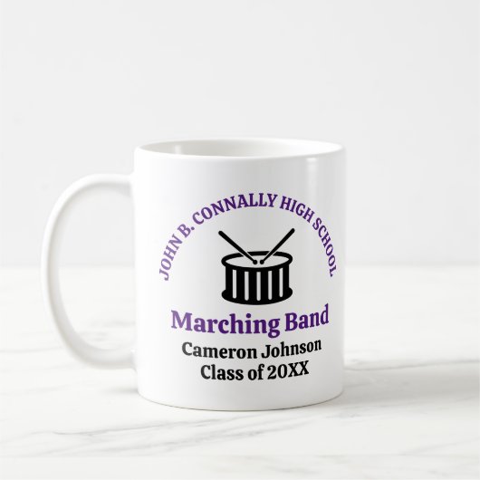 Purple High School Marching Band Customizable Kaffeetasse (Links)