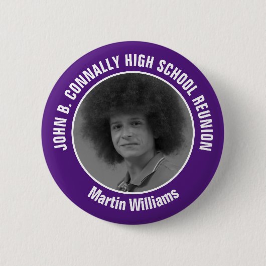 Purple High School Reunion Yearbook Photo Button (Vorderseite)