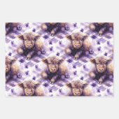 Purple Highland Cow Gingham Aesthetic Geschenkpapier Set (Vorderseite 2)