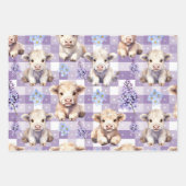 Purple Highland Cow Gingham Lilac Aesthetic Geschenkpapier Set (Vorderseite 3)