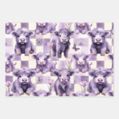 Purple Highland Cow Gingham Lilac Aesthetic Geschenkpapier Set (Vorderseite 2)