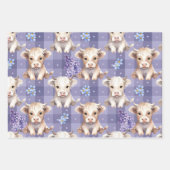 Purple Highland Cow Gingham Lilac Aesthetic Geschenkpapier Set (Vorderseite)