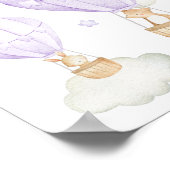 Purple Hot Air Balloon, Animals, Bear, Bunny Poster (Ecke)