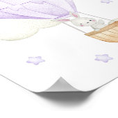 Purple Hot Air Balloon, Animals, Bunny, Moon Poster (Ecke)