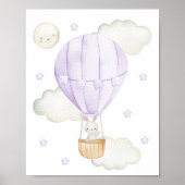 Purple Hot Air Balloon, Animals, Bunny, Moon Poster (Vorne)