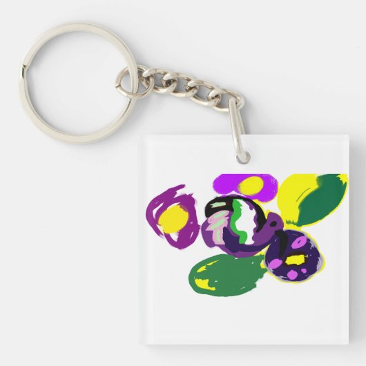 Purple hummingbird and flowers  schlüsselanhänger (Vorderseite)