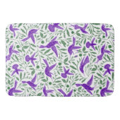 Purple hummingbirds with green flowers & leaves badematte (Vorderseite)