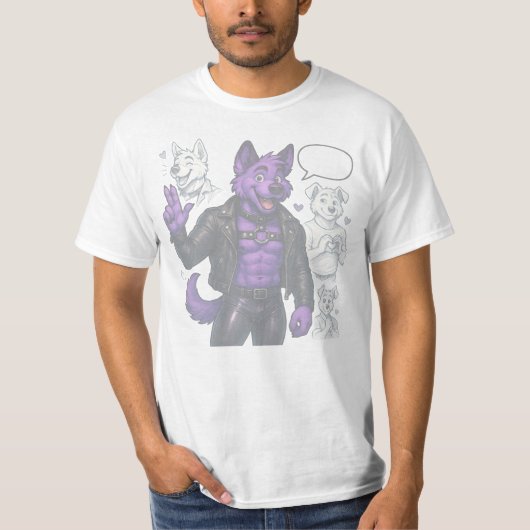 Purple Husky in Leather T-Shirt (Vorderseite)