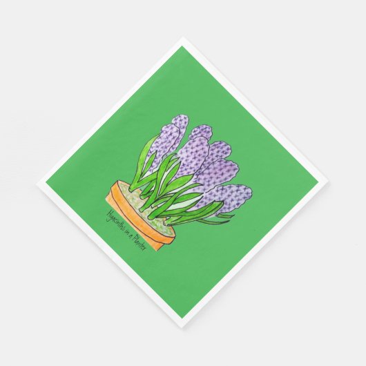 Purple Hyacinths a in Planter Serviette (Ecke)