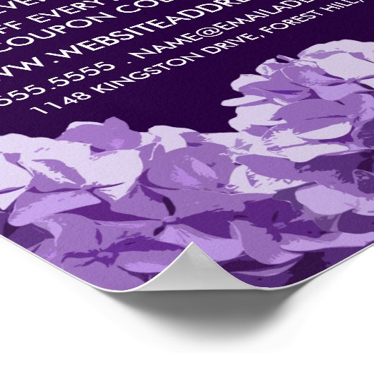 Purple Hydrangea, Floristry Advertising Poster (Ecke)