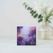 Purple Hydrangea Gold Frame Floral Elegant Quadratische Visitenkarte (Stehend Vorderseite)
