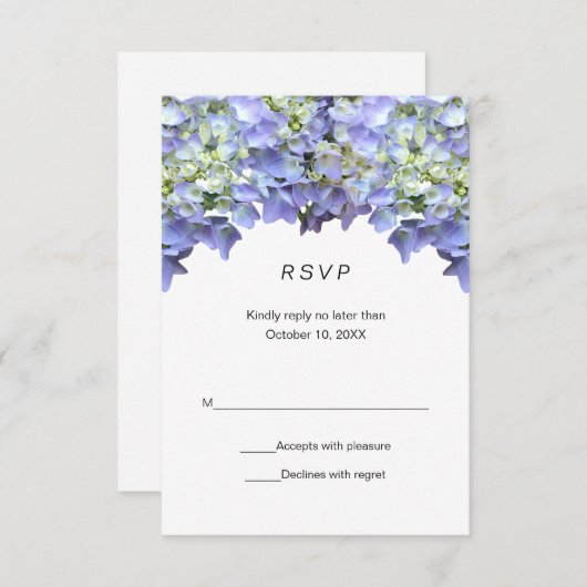 Purple Hydrangea Simple Wedding RSVP (Vorne/Hinten)