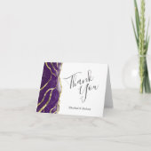 Purple Ink Gold Wedding Thank You Card Karte (Vorderseite)