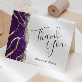 Purple Ink Gold Wedding Thank You Card Karte