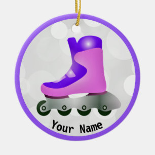 Purple Inline Skate Design Ceramic Ornament