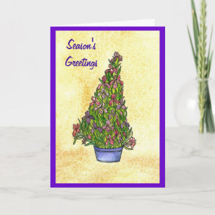 Purple Iris Christmas Tree Card Feiertagskarte