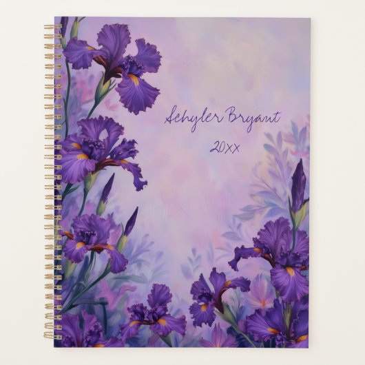 Purple Iris Floral Spiral-Bound Planner Botanical Planer (Vorderseite)