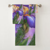 Purple Iris Flower Bath Towel Set - Painting (Insitu)