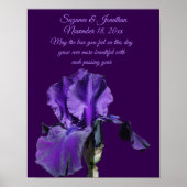 Purple Iris Flower Personalized Wedding  Poster (Vorne)