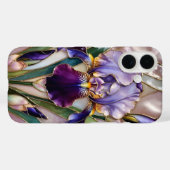 Purple Iris iPhone Case Elegant Stained Glass (Rückseite (Horizontal))