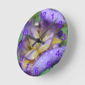 Purple Iris (Iris Germanica) Runde Wanduhr (Winkel)