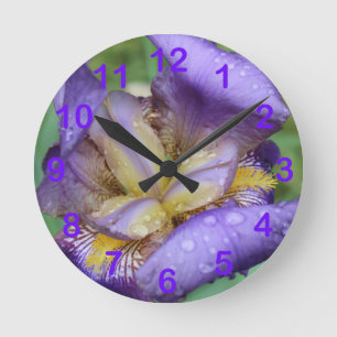 Purple Iris (Iris Germanica) Runde Wanduhr