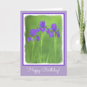 Purple Iris Painting - Original Flower Art Karte