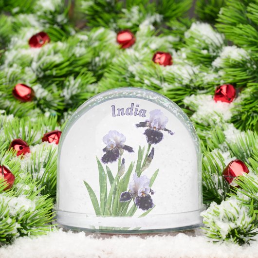 Purple Iris Trio Botanical Floral Art Personalized Schneekugeln (Weihnachten)