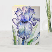 Purple Iris Watercolor Flower Floral Birthday Karte (Rückseite)
