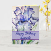 Purple Iris Watercolor Flower Floral Birthday Karte (Gelbe Blume)