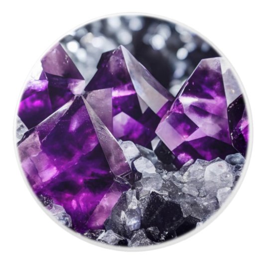 Purple Jewel Amethyst Crystals Ceramic Knob Keramikknauf (Vorderseite)