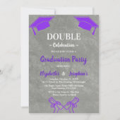 Purple joint Celebration Graduation Party 2 photos Einladung (Vorderseite)