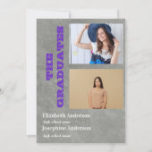 Purple joint Celebration Graduation Party 2 photos Einladung (Rückseite)