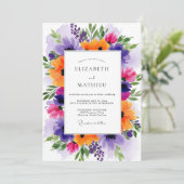 Purple Jubilant Spring Wedding Einladung (Stehend Vorderseite)