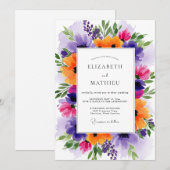 Purple Jubilant Spring Wedding Einladung (Vorne/Hinten)