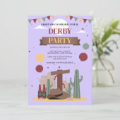 Purple Kentucky Derby Party Invitation - Rustic We Einladung (Stehend Vorderseite)
