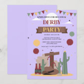 Purple Kentucky Derby Party Invitation - Rustic We Einladung (Vorne/Hinten)