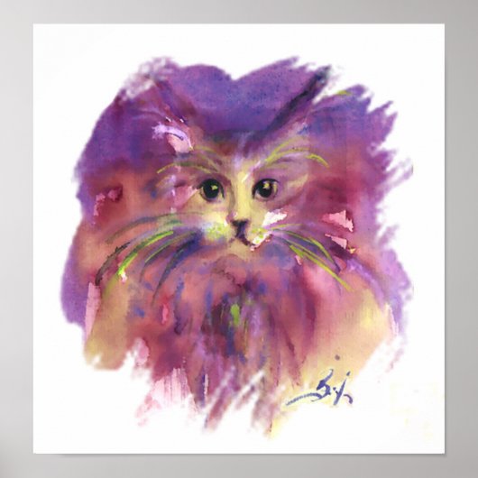 PURPLE KITTEN, KITTY CAT PORTRAIT POSTER (Vorne)