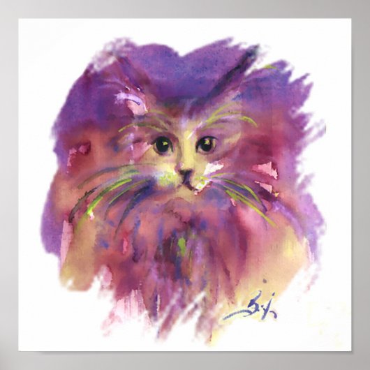 PURPLE KITTEN, KITTY CAT PORTRAIT POSTER (Vorne)