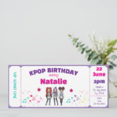 Purple KPOP Birthday Concert Ticket Einladung (Stehend Vorderseite)