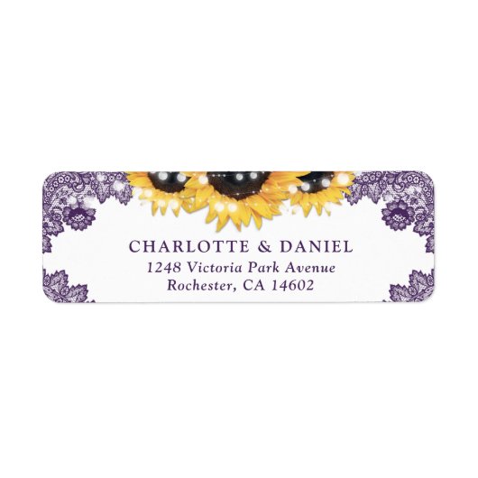 Purple Lace Rustic Sunflower Return Address (Vorne)