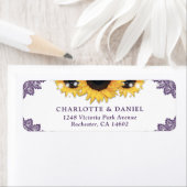 Purple Lace Sunflower Return Address Wedding (Insitu)