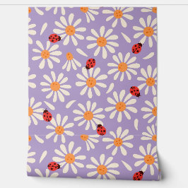 Purple Ladybugs and Daisies Tapete