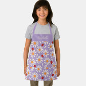 Purple Ladybugs & Daisies Personalized Kids Schürze (Insitu)