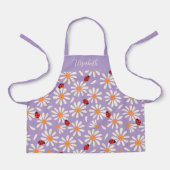 Purple Ladybugs & Daisies Personalized Kids Schürze (Vorderseite)