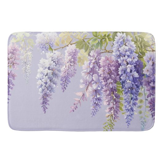 Purple Lavendel Aquarellblume Badematte (Vorderseite)
