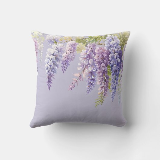 Purple Lavendel Aquarellblume Kissen (Rückseite)