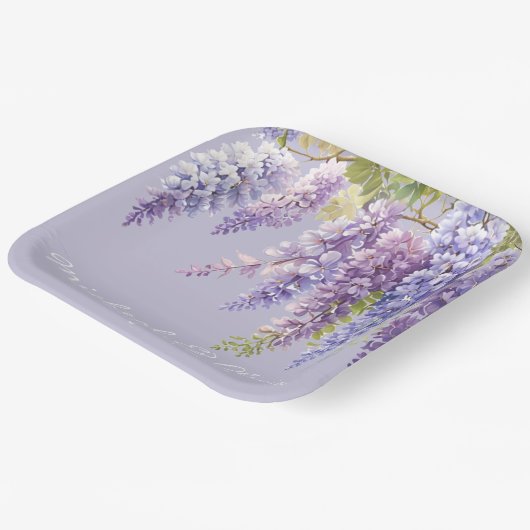 Purple Lavendel Aquarellblume Pappteller (Gewinkelt)